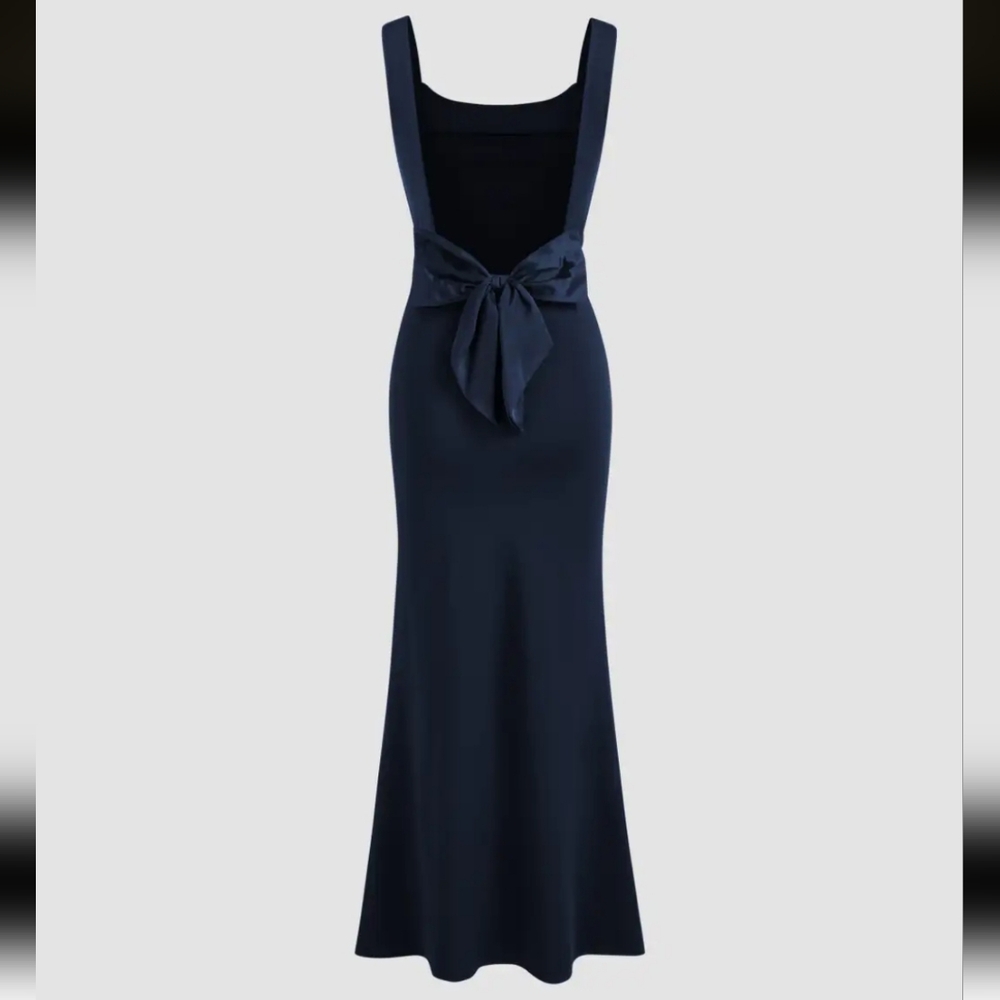 NWT Cider Scoop Neckline Solid Bowknot | XS | Navy Blue